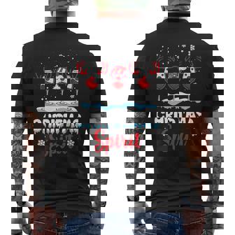 Christmas Spirit Wine Glasses Reindeer Santa Premium Men's Back Print T-Shirt - Monsterry