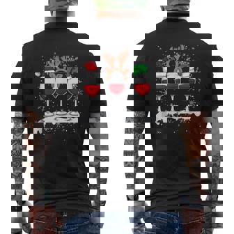 Christmas Wine Glasses Santa Hat Reindeer Elf Tank Top Men's Back Print T-Shirt - Monsterry