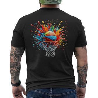 Colorful Basketball Tie Dye Hoop Splash Basketballer Men's T-shirt Back Print - Thegiftio UK
