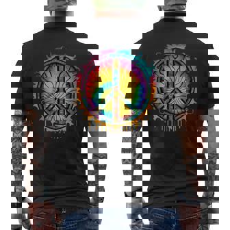 Cool Retro 60S 70S Tie Dye Peace Sign Men's T-shirt Back Print - Monsterry