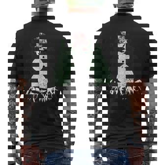 Creepy Snowman Happy About Cold Winter I Hate Winter Men's Back Print T-Shirt - Monsterry