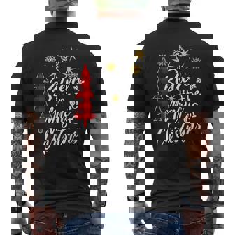 Cute Casual Believe In Magic Of Christmas Tree Buffalo Plaid Men's Back Print T-Shirt - Monsterry