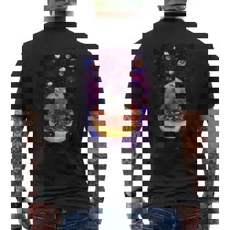Cute Monkey In Outer Space Snow Monkey In Space Tee Men's Back Print T-Shirt - Monsterry