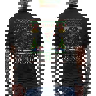 Dabbing Elf On Bowling Ball Xmas Ugly Bowling Christmas Men's Back Print T-Shirt - Monsterry