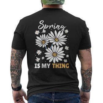 Damen Frühling Ist Mein Ding Gänseblümchen Mit-Ausschnitt T-Shirt mit Rückendruck - Geschenkecke