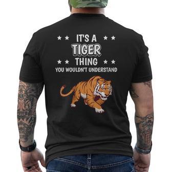 Damen Ist So Ein Tiger Ding Lustiger Spruch Tiger Mit-Ausschnitt T-Shirt mit Rückendruck - Geschenkecke