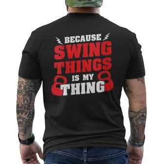 Damen Weil Swing Things Mein Ding Ist Workout Kettlebell Mit-Ausschnitt T-Shirt mit Rückendruck - Geschenkecke