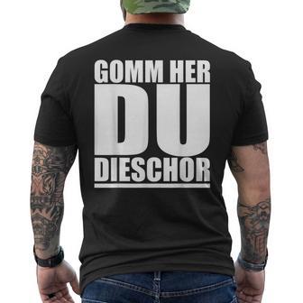 Come Here Du Tiger On Saxon Ossi Dialekt T-Shirt mit Rückendruck - Geschenkecke