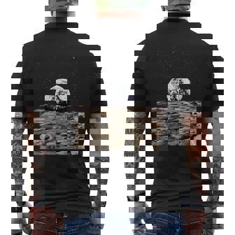 Earth Rise Over Moon Surface T-Shirt Space Exploration Tee Men's Back Print T-Shirt - Monsterry