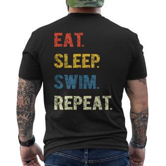 Eat Sleep Swim Repeat Schwimmer Schwimmen T-Shirt mit Rückendruck - Geschenkecke