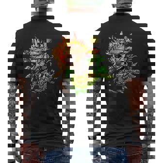 Fire Skeleton Skull And Snake Tattoo Art Graphic Shirt Men's Back Print T-Shirt - Monsterry