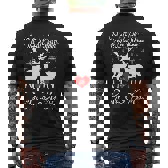 Our First Christmas As Mr And Mrs Matching Reindeer Couples Premium Men's Back Print T-Shirt - Monsterry