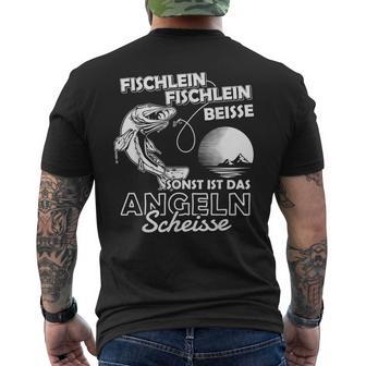 Fischlein Beisse Angler Fishing T-Shirt mit Rückendruck - Geschenkecke