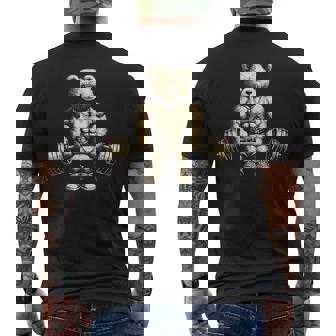 Teddy Bear Lifting Weights Gym Workout Animal Men's T-shirt Back Print - Thegiftio