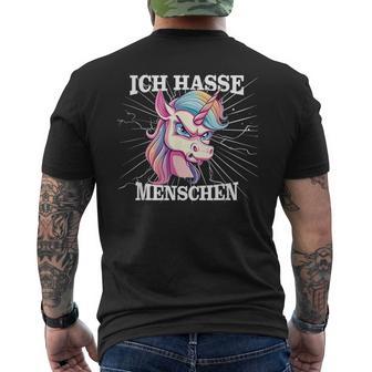 Unicorn Meme Based Ich Hasse Menschen T-Shirt mit Rückendruck - Geschenkecke