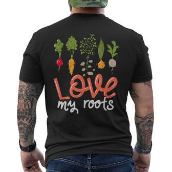 Gardener I Love My Roots Vegan Veggie Vegetables Gardening Men's Back Print T-Shirt - Monsterry