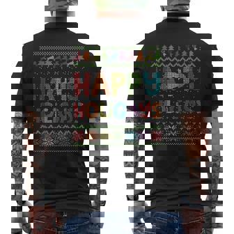 Gay Christmas LGBT Happy Holigays Rainbow Party Men's Back Print T-Shirt - Monsterry