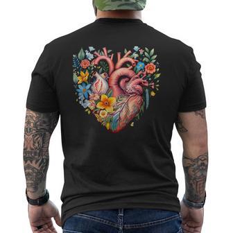 Herz Blumen Menschliches Organ Anatomie Liebe T-Shirt mit Rückendruck - Geschenkecke