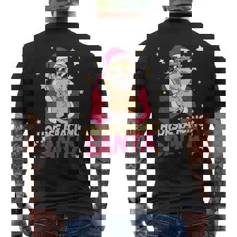 Horse Racing Santa Claus Christmas Holiday Horse Racing Men's Back Print T-Shirt - Monsterry