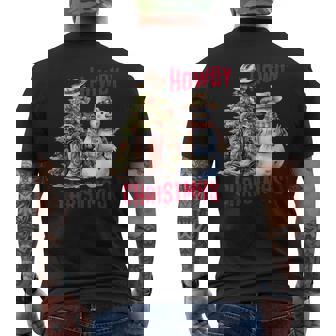 Howdy Christmas Western Cowboy Snowman Christmas Vibe Men's Back Print T-Shirt - Monsterry