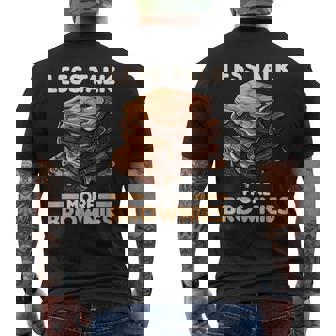 Less Talk More Brownies Baking Chocolate Men's Back Print T-Shirt - Monsterry