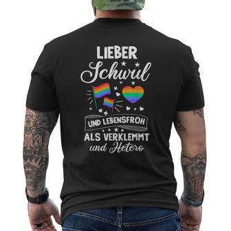 Lieber Schwul Und Lebensfroh Alserlemmund Und Hetero Pride S T-Shirt mit Rückendruck - Geschenkecke