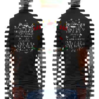 Most Likely To Kiss Santa Claus Holiday Spirit Premium Men's Back Print T-Shirt - Monsterry
