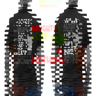 On The List Of Naughty And I Regret Nothing Christmas Men's Back Print T-Shirt - Monsterry
