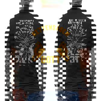 Lumberjack Forest Work Nennt Mich Easy Chainsaws God Men's Back Print T-Shirt - Monsterry