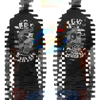 Merry Christmas Turtle Christmas Tortoise Xmas Eve Men's Back Print T-Shirt - Monsterry