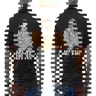 Merry Fitmas Tattoo Santa Claus Christmas Men's Back Print T-Shirt - Monsterry
