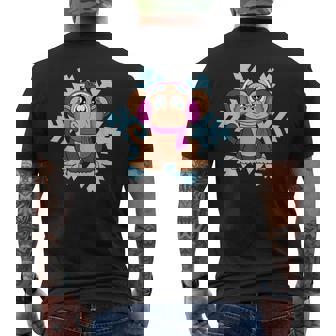 Monkey Christmas Winter Snowflake Snow Men's Back Print T-Shirt - Monsterry