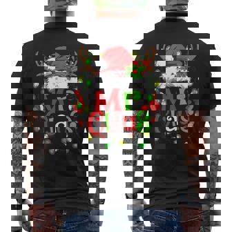 Mr And Mrs Claus Santa Reindeer Couples Christmas Lights Men's Back Print T-Shirt - Monsterry