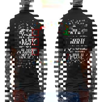 Nice Naughty On A Government Watch List Christmas List Men's Back Print T-Shirt - Monsterry