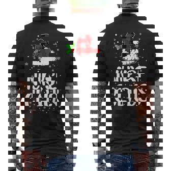 Nurse Claus Christmas Lights Red Plaid Family Matching Men's Back Print T-Shirt - Monsterry