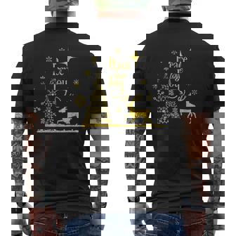 Peace Love Joy Christmas Tree Reindeer Snowflake Peace Love Men's Back Print T-Shirt - Monsterry