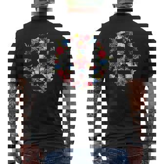 Peace Sign Flower Wreath Love And Kindness Botanical Hippie Men's Back Print T-Shirt - Monsterry