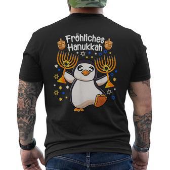 Penguin Hanukkah Menorah Happy Hanukkah T-Shirt mit Rückendruck - Geschenkecke