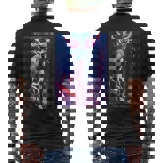Pictures A Deer Seen Close Up Antlers In A Magical Forest Men's Back Print T-Shirt - Monsterry