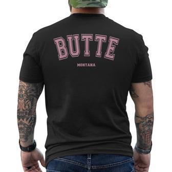 Pink Butte Montana MT Varsity Style On Butte Men's Back Print T-Shirt - Monsterry
