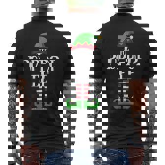 Pop-Pop Elf Matching Family Group Christmas Party Pajama Men's Back Print T-Shirt - Monsterry