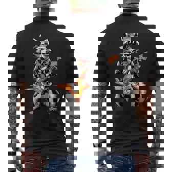 Racoon Playing Guitar Men's T-shirt Back Print | Seseable UK