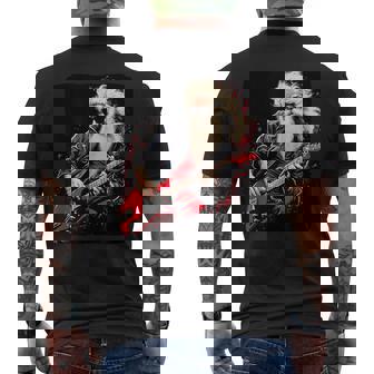 Rock'n Roll Santa Claus Costume For Christmas Eve Party Men's Back Print T-Shirt - Monsterry