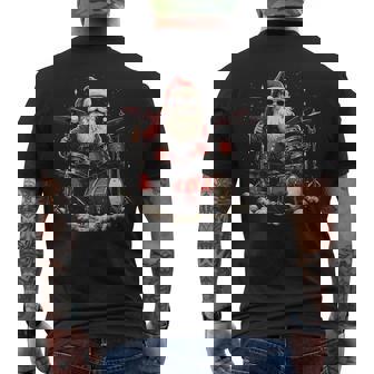 Rockstar Santa Playing Drums Rock N Roll Christmas Funny Men's Back Print T-Shirt - Monsterry