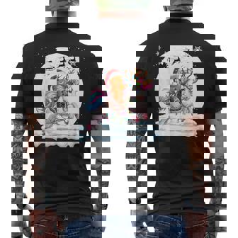 Santa Gingerbread Riding Reindeer Unicorn Christmas Kids Men's Back Print T-Shirt - Monsterry