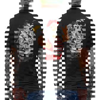 Santa Tattoo Retro Sunglasses Christmas Xmas Men's Back Print T-Shirt - Monsterry