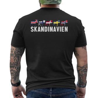 Scandinavia Sweden Norway Denmark Flags Elk Holiday T-Shirt mit Rückendruck - Geschenkecke