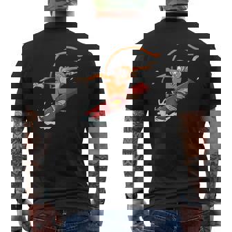 Snowboard Monkey In Powder Snow Men's Back Print T-Shirt - Monsterry
