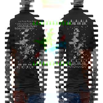 T Rex Monster Trucks Boys Men Santa Saurus Christmas Sweater Men's Back Print T-Shirt - Monsterry