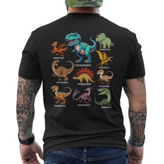 Types Of Dinosaurs Graphics Dino Identification Men's T-shirt Back Print - Thegiftio UK